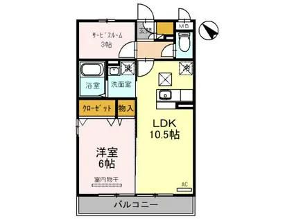 ソレイユA(1SLDK/1階)の間取り写真