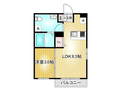 第97プロスパービル(1LDK/3階)の間取り写真