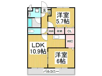 ララ・コスモ(2LDK/1階)の間取り写真