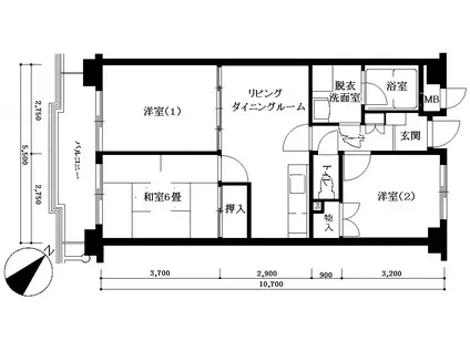 ロイヤルシティ四番館(3LDK/4階)の間取り写真
