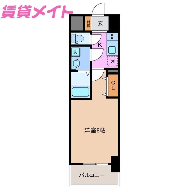 S-RESIDENCE四日市市堀木AMANTE(1K/9階)の間取り写真