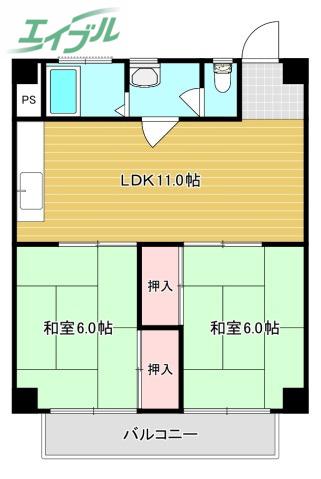 坂本マンション(2LDK/3階)の間取り写真