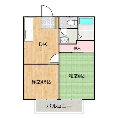 レジデンス白鳥 A(2DK/2階)の間取り写真