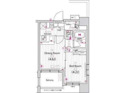 ガーラ・アヴェニュー調布(1DK/7階)の間取り写真