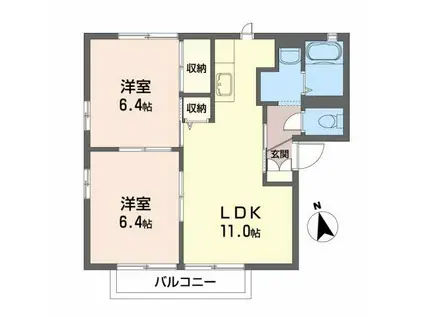 シャーメゾン・アクシス(2LDK/2階)の間取り写真