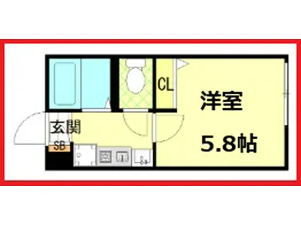 ルココン平井(1K/2階)の間取り写真