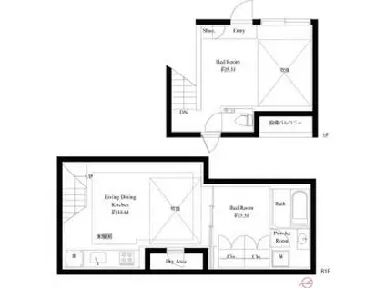 スクエアコート早稲田(2LDK/B1階)の間取り写真