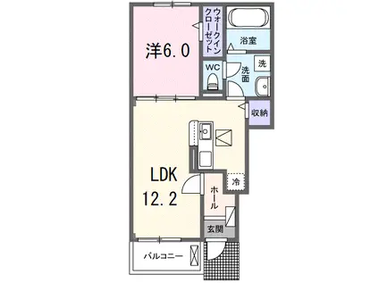 ブルームウィズグレースB(1LDK/1階)の間取り写真