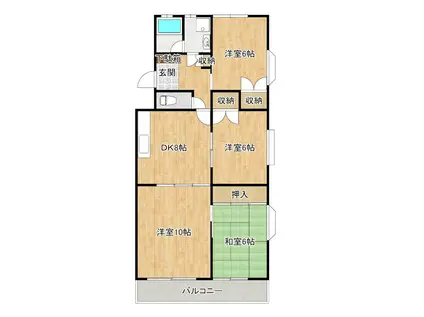 第3朋友レジデンス(3LDK/2階)の間取り写真