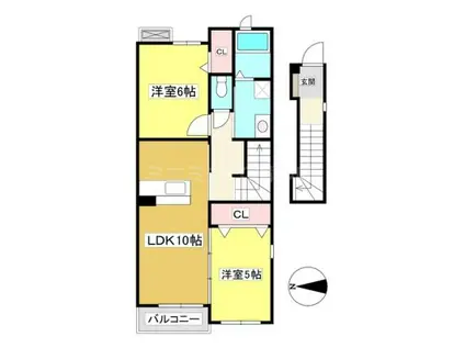 ライグッドII(2LDK/2階)の間取り写真