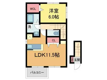 アイリス仁川(1LDK/2階)の間取り写真