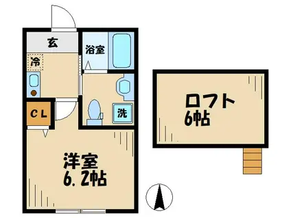 カーサ・エテルナ西橋本(1K/2階)の間取り写真