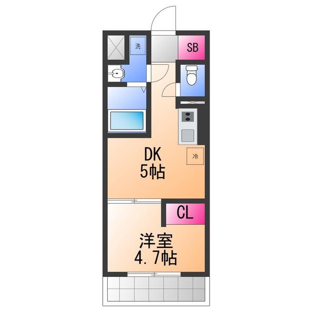 ARCA鳳(1DK/3階)の間取り写真