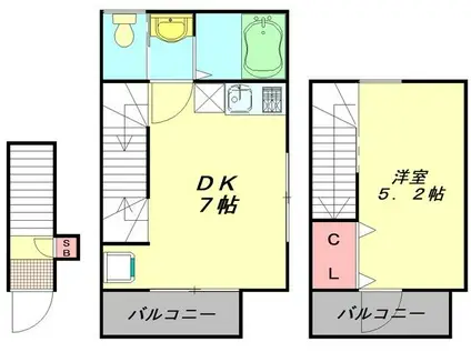リヴァティ保谷(1DK/2階)の間取り写真