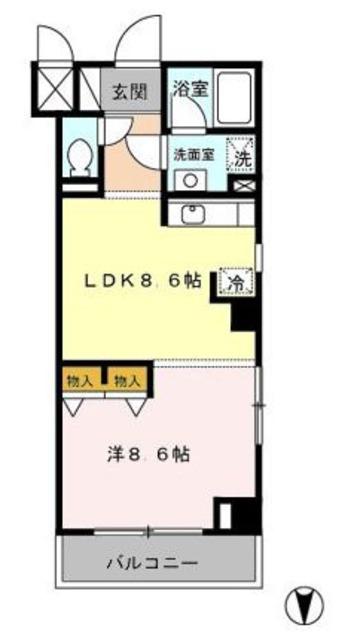 シャンティオン(1LDK/5階)の間取り写真