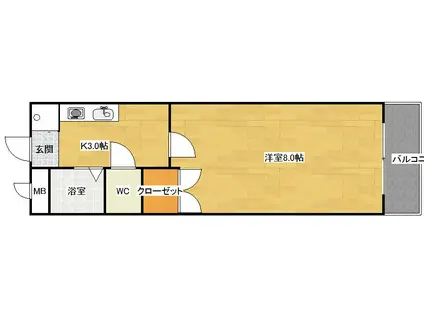 リバティプレイス(1K/2階)の間取り写真