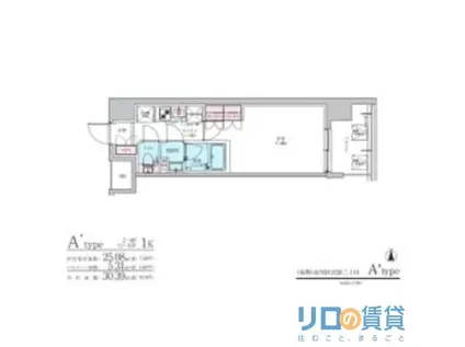 コンフォリア・リヴ新大阪Q(1K/8階)の間取り写真