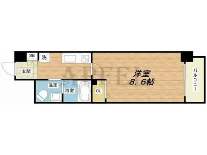 JINO新町(1K/7階)の間取り写真