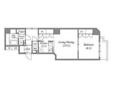 南堀江アパートメントグランデ(1LDK/2階)の間取り写真