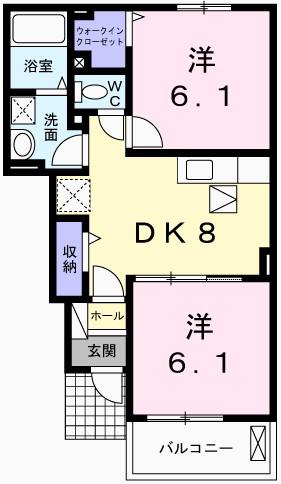 フィオレンティーナIII(2DK/1階)の間取り写真