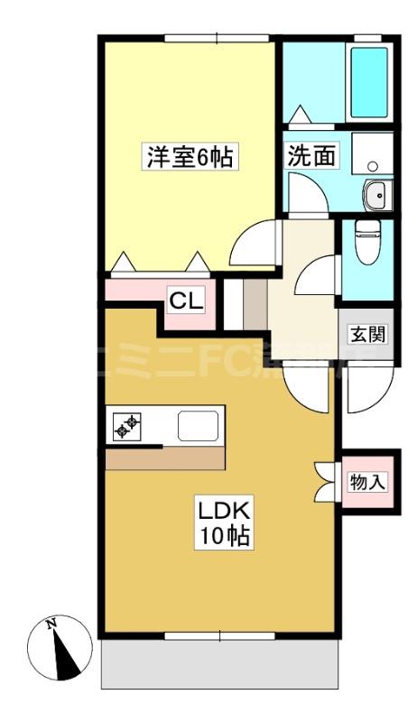 シャルモンナポールII(1LDK/1階)の間取り写真