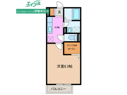 スプランドゥールB(1K/2階)の間取り写真