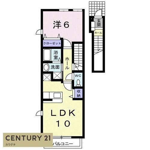 ビエント パラーシオ(1LDK/2階)の間取り写真