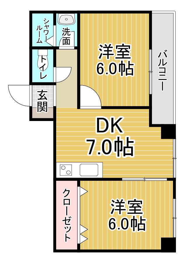 第2今井ビル(2LDK/2階)の間取り写真