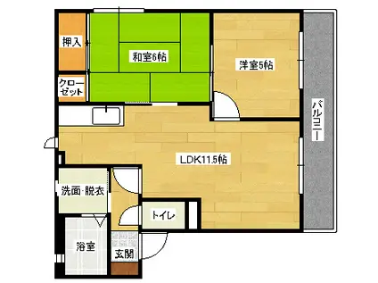 メゾン・ド・エスプリB棟(2LDK/1階)の間取り写真