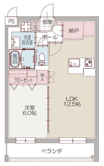 高島町マンション(1LDK/4階)の間取り写真