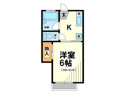 ヴィラローズ 弊社管理物件(1K/1階)の間取り写真