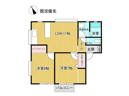 ウエスト COURT(2LDK/2階)の間取り写真