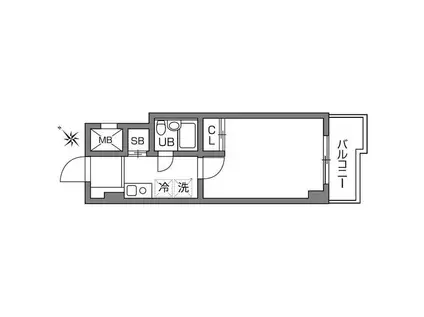 ビエント宮崎台(1K/2階)の間取り写真