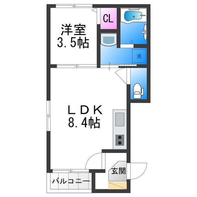 MAISON FELICITE(1LDK/2階)の間取り写真