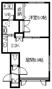 セミュールウエスト(1LDK/1階)の間取り写真