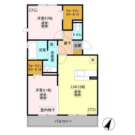 COMFORTIA コンフォーティア(2LDK/3階)の間取り写真