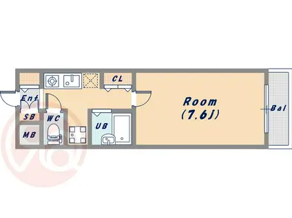 ジュネーゼ本町西(1K/4階)の間取り写真