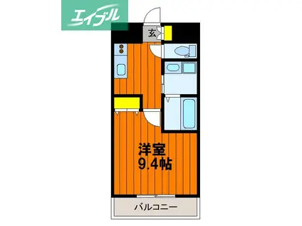 ノーブルハイム岡山(1K/2階)の間取り写真