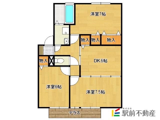 ボヌール和A(3DK/1階)の間取り写真
