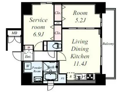 ミラノ堺筋(2LDK/4階)の間取り写真