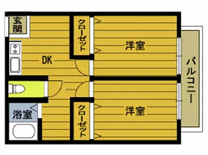 オレンジロードハイツA(2DK/1階)の間取り写真