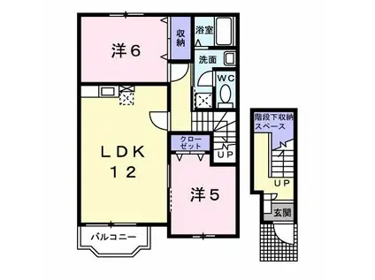 かみふうせん(2LDK/2階)の間取り写真