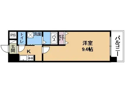 ブエナビスタ南草津(1K/1階)の間取り写真