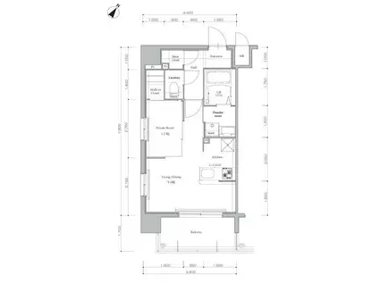 ネストピア博多SIDE TERRACE(1LDK/4階)の間取り写真