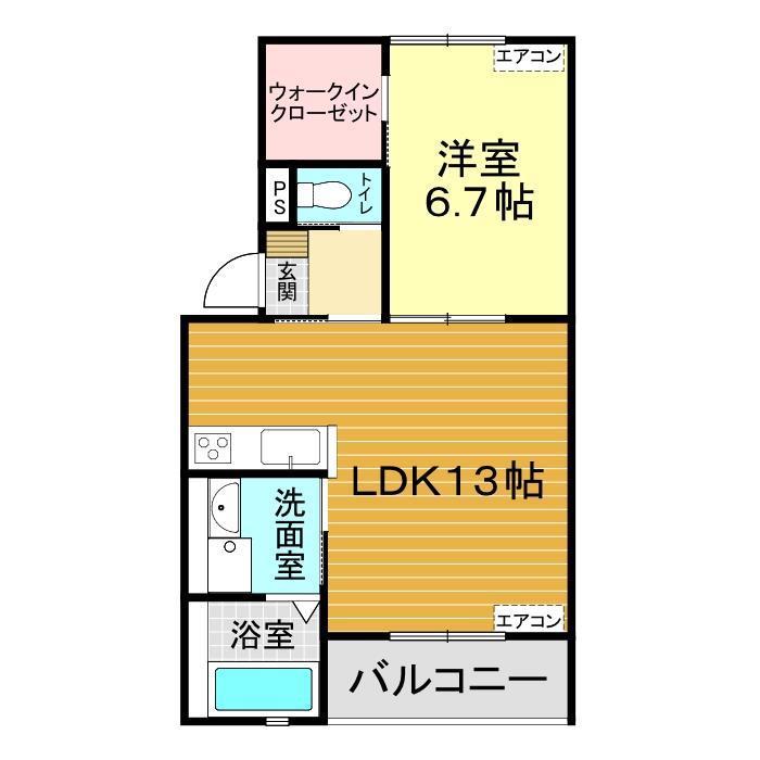 メゾンクレスト幡生本町(1LDK/1階)の間取り写真