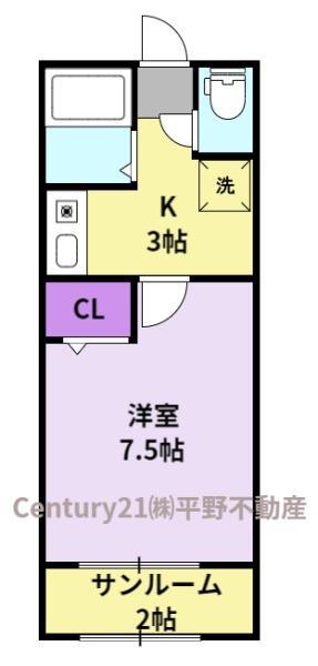 MビレッジII(1K/1階)の間取り写真
