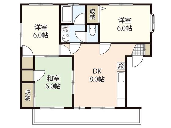 プレンヌ(3DK/1階)の間取り写真