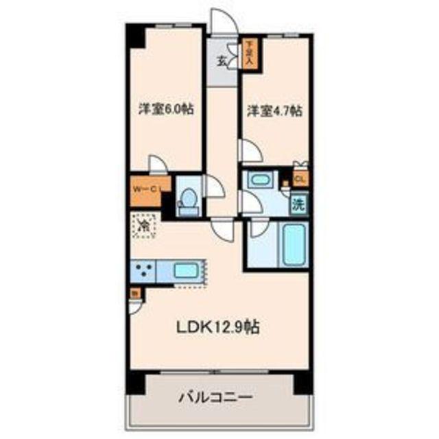 リビオ新宿ザ・レジデンス(2LDK/3階)の間取り写真