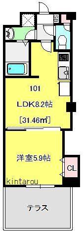 プレシャスヴィラ松戸(1LDK/2階)の間取り写真