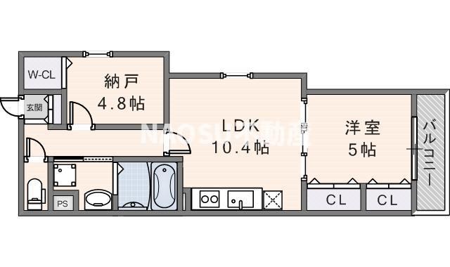 フォレストクリエオーレ枚岡弐番館(1SLDK/3階)の間取り写真